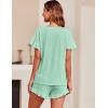 imageEkouaer Womens Pajama Set Ruffle Sleeves Top and Short Soft 2 Piece Loungewear SetGossamer Green