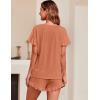 imageEkouaer Womens Pajama Set Ruffle Sleeves Top and Short Soft 2 Piece Loungewear SetRust