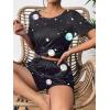 imageEkouaer Womens Pajama Sets Short Sleeve Pjs 2 Piece Top and Shorts Sleepwear Comfy Soft Lounge Sets with PocketsBlack Sky