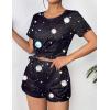 imageEkouaer Womens Pajama Sets Short Sleeve Pjs 2 Piece Top and Shorts Sleepwear Comfy Soft Lounge Sets with PocketsBlack Sky