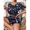 imageEkouaer Womens Pajama Sets Short Sleeve Pjs 2 Piece Top and Shorts Sleepwear Comfy Soft Lounge Sets with PocketsBlack Star