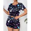 imageEkouaer Womens Pajama Sets Short Sleeve Pjs 2 Piece Top and Shorts Sleepwear Comfy Soft Lounge Sets with PocketsBlack Star