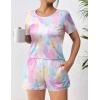 imageEkouaer Womens Pajama Sets Short Sleeve Pjs 2 Piece Top and Shorts Sleepwear Comfy Soft Lounge Sets with PocketsColorful Print