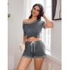 imageEkouaer Womens Pajama Sets Short Sleeve Pjs 2 Piece Top and Shorts Sleepwear Comfy Soft Lounge Sets with PocketsDark Grey
