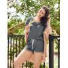 imageEkouaer Womens Pajama Sets Short Sleeve Pjs 2 Piece Top and Shorts Sleepwear Comfy Soft Lounge Sets with PocketsDark Grey