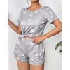 imageEkouaer Womens Pajama Sets Short Sleeve Pjs 2 Piece Top and Shorts Sleepwear Comfy Soft Lounge Sets with PocketsGrey Star