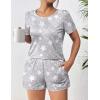 imageEkouaer Womens Pajama Sets Short Sleeve Pjs 2 Piece Top and Shorts Sleepwear Comfy Soft Lounge Sets with PocketsGrey Star