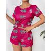 imageEkouaer Womens Pajama Sets Short Sleeve Pjs 2 Piece Top and Shorts Sleepwear Comfy Soft Lounge Sets with PocketsHot Pink Animal Print