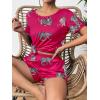 imageEkouaer Womens Pajama Sets Short Sleeve Pjs 2 Piece Top and Shorts Sleepwear Comfy Soft Lounge Sets with PocketsHot Pink Animal Print