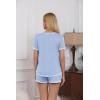 imageEkouaer Womens Pajama Sets Short Sleeve Pjs 2 Piece Top and Shorts Sleepwear Comfy Soft Lounge Sets with PocketsLight Blue