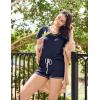 imageEkouaer Womens Pajama Sets Short Sleeve Pjs 2 Piece Top and Shorts Sleepwear Comfy Soft Lounge Sets with PocketsNavy Blue