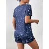 imageEkouaer Womens Pajama Sets Short Sleeve Pjs 2 Piece Top and Shorts Sleepwear Comfy Soft Lounge Sets with PocketsNavy Blue Sky