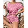 imageEkouaer Womens Pajama Sets Short Sleeve Pjs 2 Piece Top and Shorts Sleepwear Comfy Soft Lounge Sets with PocketsPink Dot