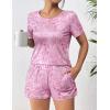 imageEkouaer Womens Pajama Sets Short Sleeve Pjs 2 Piece Top and Shorts Sleepwear Comfy Soft Lounge Sets with PocketsPink Floral Print