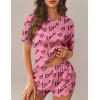 imageEkouaer Womens Pajama Sets Short Sleeve Pjs 2 Piece Top and Shorts Sleepwear Comfy Soft Lounge Sets with PocketsPink Love