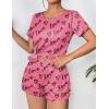 imageEkouaer Womens Pajama Sets Short Sleeve Pjs 2 Piece Top and Shorts Sleepwear Comfy Soft Lounge Sets with PocketsPink Love