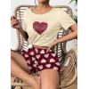 imageEkouaer Womens Pajama Sets Short Sleeve Pjs 2 Piece Top and Shorts Sleepwear Comfy Soft Lounge Sets with PocketsRed Heart