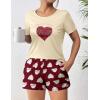 imageEkouaer Womens Pajama Sets Short Sleeve Pjs 2 Piece Top and Shorts Sleepwear Comfy Soft Lounge Sets with PocketsRed Heart