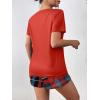 imageEkouaer Womens Pajama Sets Short Sleeve Pjs 2 Piece Top and Shorts Sleepwear Comfy Soft Lounge Sets with PocketsRed Plaid