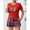 imageEkouaer Womens Pajama Sets Short Sleeve Pjs 2 Piece Top and Shorts Sleepwear Comfy Soft Lounge Sets with PocketsRed Plaid