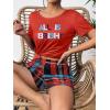 imageEkouaer Womens Pajama Sets Short Sleeve Pjs 2 Piece Top and Shorts Sleepwear Comfy Soft Lounge Sets with PocketsRed Plaid