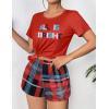 imageEkouaer Womens Pajama Sets Short Sleeve Pjs 2 Piece Top and Shorts Sleepwear Comfy Soft Lounge Sets with PocketsRed Plaid