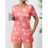 imageEkouaer Womens Pajama Sets Short Sleeve Pjs 2 Piece Top and Shorts Sleepwear Comfy Soft Lounge Sets with PocketsStar Print