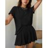 imageEkouaer Womens Pajamas 2 Piece Ribbed Knit Pjs Short Sleeve Sleepwear Set Summer Soft Pajamas Set Casual Lounge SetsBlack