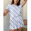 imageEkouaer Womens Pajamas 2 Piece Ribbed Knit Pjs Short Sleeve Sleepwear Set Summer Soft Pajamas Set Casual Lounge SetsBlue Dolphin