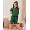 imageEkouaer Womens Pajamas 2 Piece Ribbed Knit Pjs Short Sleeve Sleepwear Set Summer Soft Pajamas Set Casual Lounge SetsBlue Green