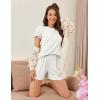 imageEkouaer Womens Pajamas 2 Piece Ribbed Knit Pjs Short Sleeve Sleepwear Set Summer Soft Pajamas Set Casual Lounge SetsWhite