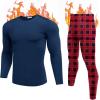 imageEkouaer Mens Long Johns Thermal Underwear Comfy Soft Elastic Fabric Base Layer Set Cold Weather Warm Top and BottomNavy Top With Red Blackplaid Pants