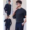 imageEkouaer Mens Mock Turtleneck Short Sleeve Knit T Shirts Slim Fit Basic Thermal Tops Lightweight Tee SXXXLNavy Blue