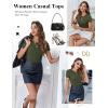 imageEkouaer Women Short Sleeve Shirts Lightweight Thermal Tops Ribbed Knitted Outfit Tees Soft Crew Neck Undershirt Basic ClothesArmy Green