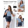 imageEkouaer Women Short Sleeve Shirts Lightweight Thermal Tops Ribbed Knitted Outfit Tees Soft Crew Neck Undershirt Basic ClothesBaby Blue