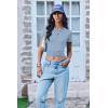 imageEkouaer Women Short Sleeve Shirts Lightweight Thermal Tops Ribbed Knitted Outfit Tees Soft Crew Neck Undershirt Basic ClothesBaby Blue