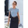 imageEkouaer Women Short Sleeve Shirts Lightweight Thermal Tops Ribbed Knitted Outfit Tees Soft Crew Neck Undershirt Basic ClothesBaby Blue