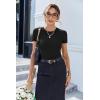 imageEkouaer Women Short Sleeve Shirts Lightweight Thermal Tops Ribbed Knitted Outfit Tees Soft Crew Neck Undershirt Basic ClothesBlack