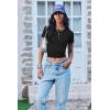 imageEkouaer Women Short Sleeve Shirts Lightweight Thermal Tops Ribbed Knitted Outfit Tees Soft Crew Neck Undershirt Basic ClothesBlack