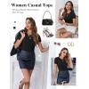 imageEkouaer Women Short Sleeve Shirts Lightweight Thermal Tops Ribbed Knitted Outfit Tees Soft Crew Neck Undershirt Basic ClothesBlack