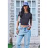 imageEkouaer Women Short Sleeve Shirts Lightweight Thermal Tops Ribbed Knitted Outfit Tees Soft Crew Neck Undershirt Basic ClothesDark Gray