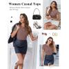 imageEkouaer Women Short Sleeve Shirts Lightweight Thermal Tops Ribbed Knitted Outfit Tees Soft Crew Neck Undershirt Basic ClothesGray