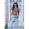 imageEkouaer Women Short Sleeve Shirts Lightweight Thermal Tops Ribbed Knitted Outfit Tees Soft Crew Neck Undershirt Basic ClothesGray