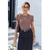 imageEkouaer Women Short Sleeve Shirts Lightweight Thermal Tops Ribbed Knitted Outfit Tees Soft Crew Neck Undershirt Basic ClothesGray
