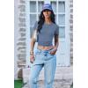 imageEkouaer Women Short Sleeve Shirts Lightweight Thermal Tops Ribbed Knitted Outfit Tees Soft Crew Neck Undershirt Basic ClothesGray Blue