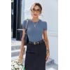 imageEkouaer Women Short Sleeve Shirts Lightweight Thermal Tops Ribbed Knitted Outfit Tees Soft Crew Neck Undershirt Basic ClothesGray Blue