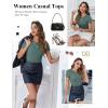 imageEkouaer Women Short Sleeve Shirts Lightweight Thermal Tops Ribbed Knitted Outfit Tees Soft Crew Neck Undershirt Basic ClothesGray Green