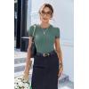 imageEkouaer Women Short Sleeve Shirts Lightweight Thermal Tops Ribbed Knitted Outfit Tees Soft Crew Neck Undershirt Basic ClothesGray Green