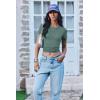imageEkouaer Women Short Sleeve Shirts Lightweight Thermal Tops Ribbed Knitted Outfit Tees Soft Crew Neck Undershirt Basic ClothesGray Green