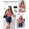 imageEkouaer Women Short Sleeve Shirts Lightweight Thermal Tops Ribbed Knitted Outfit Tees Soft Crew Neck Undershirt Basic ClothesLotus Color